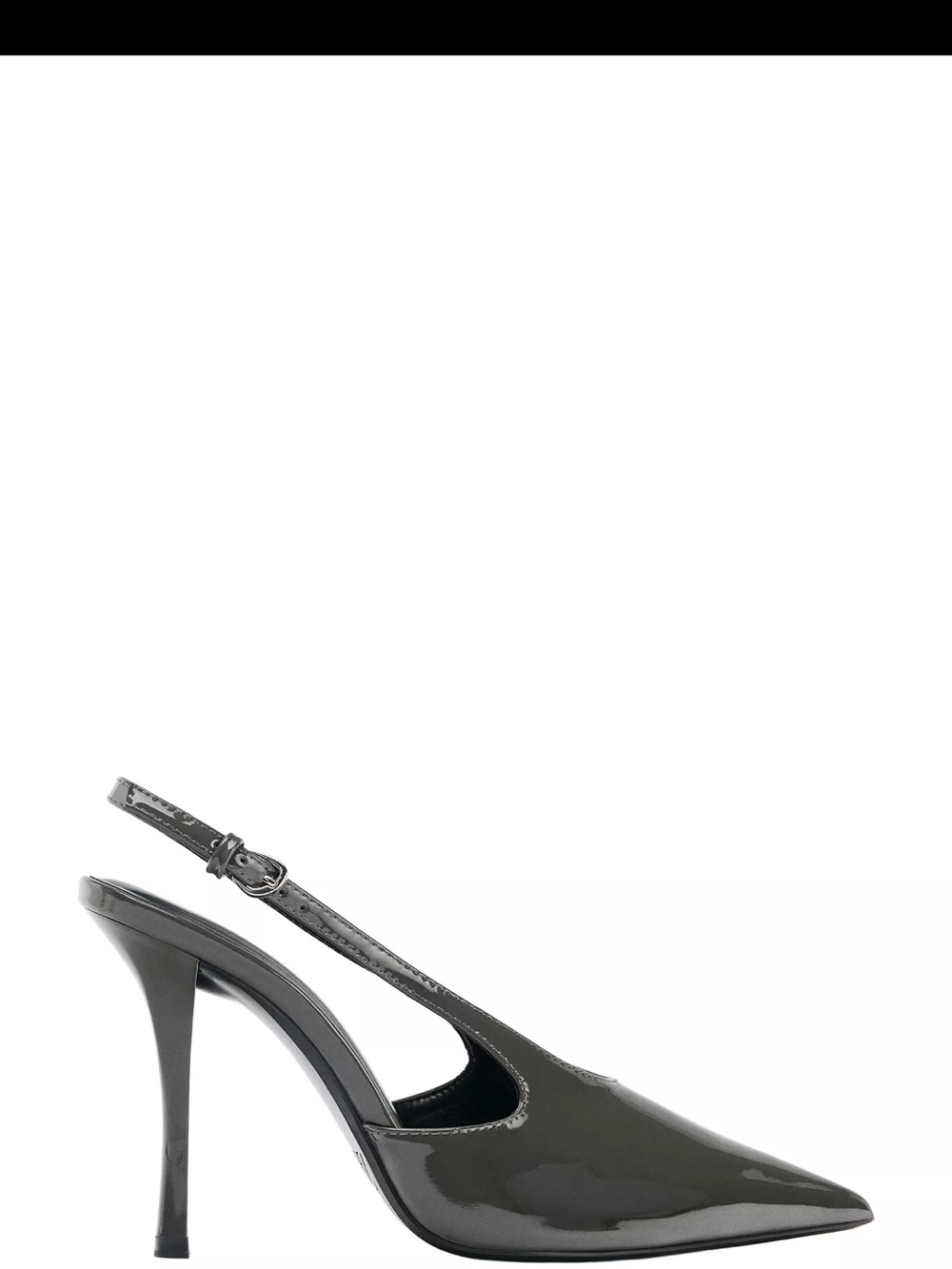 Zara Black Patent Slingback Pointed-Toe Stiletto